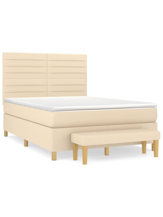 Box spring postel s matrací krémová 140x200 cm textil