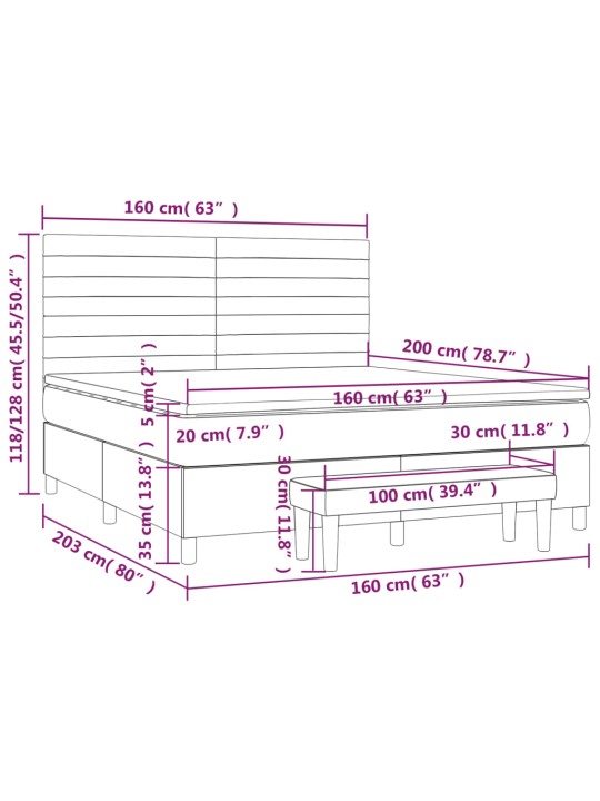 Box spring postel s matrací tmavě šedá 160x200 cm textil