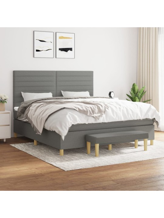 Box spring postel s matrací tmavě šedá 160x200 cm textil