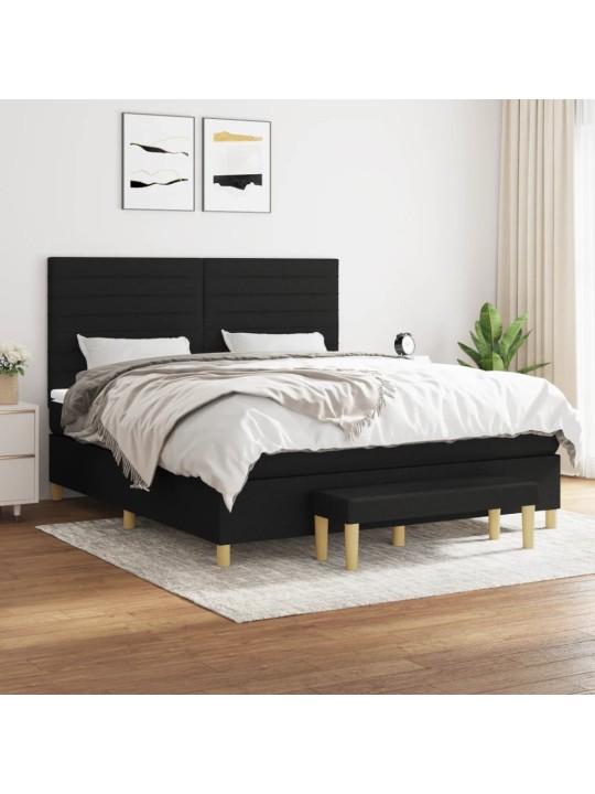 Box spring postel s matrací černá 160x200 cm textil
