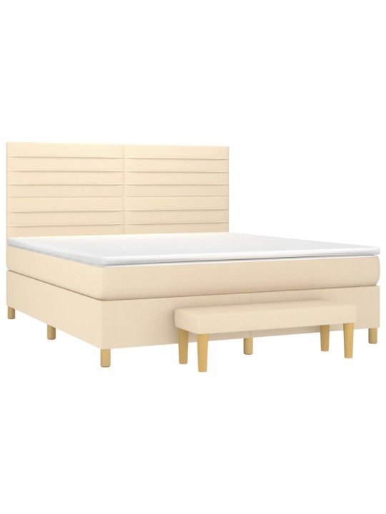 Box spring postel s matrací krémová 160x200 cm textil