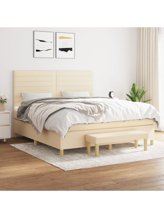 Box spring postel s matrací krémová 160x200 cm textil