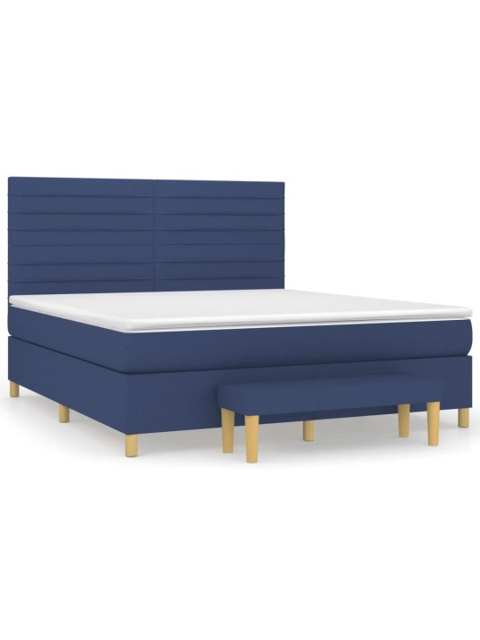 Box spring postel s matrací modrá 160x200 cm textil