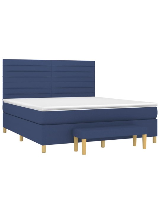 Box spring postel s matrací modrá 160x200 cm textil