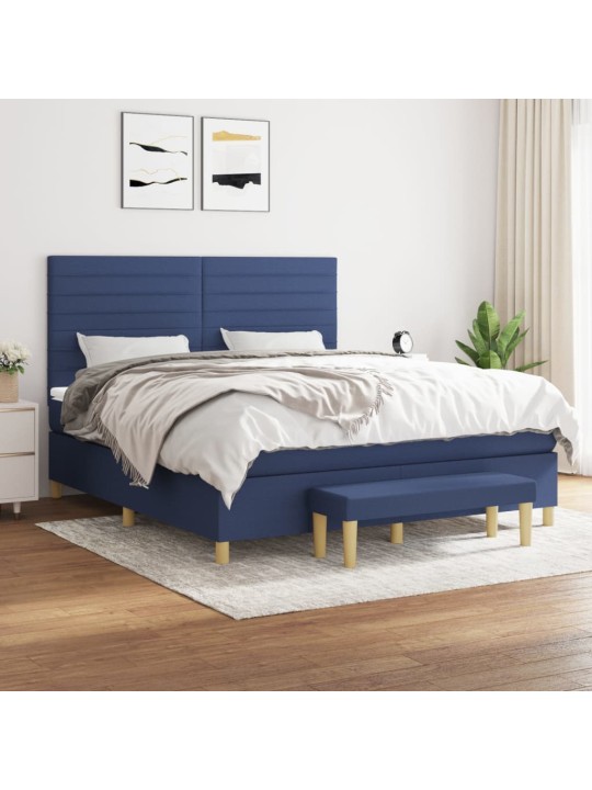 Box spring postel s matrací modrá 160x200 cm textil