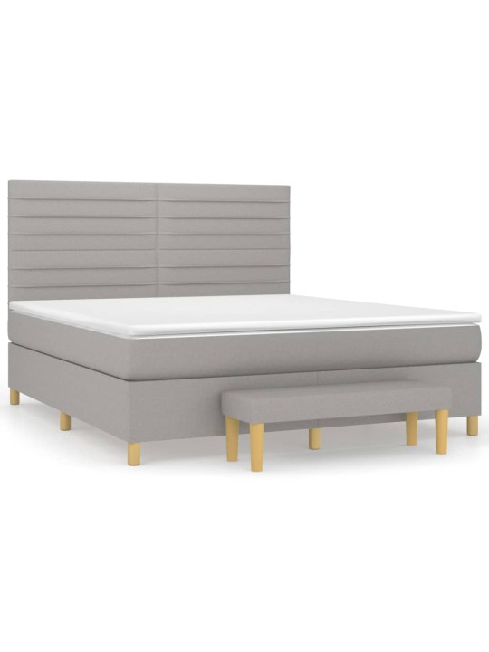 Box spring postel s matrací světle šedá 180 x 200 cm textil