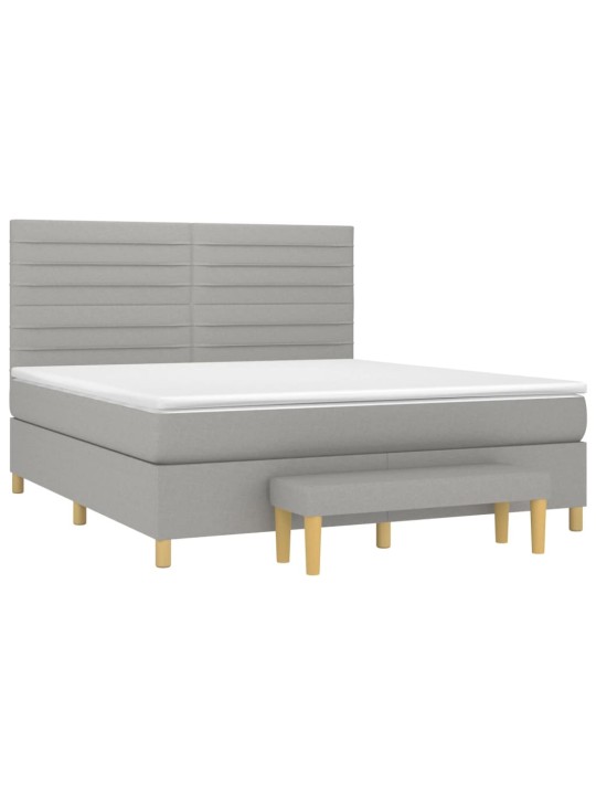 Box spring postel s matrací světle šedá 180 x 200 cm textil
