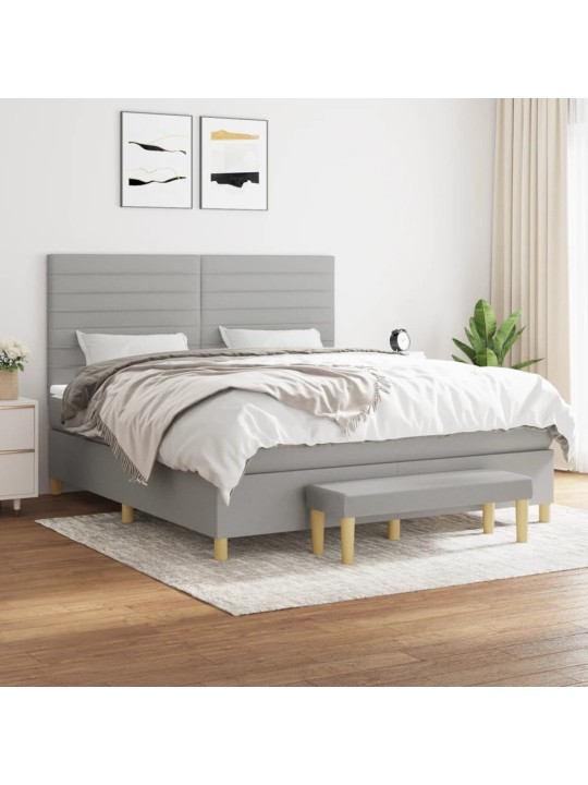 Box spring postel s matrací světle šedá 180 x 200 cm textil