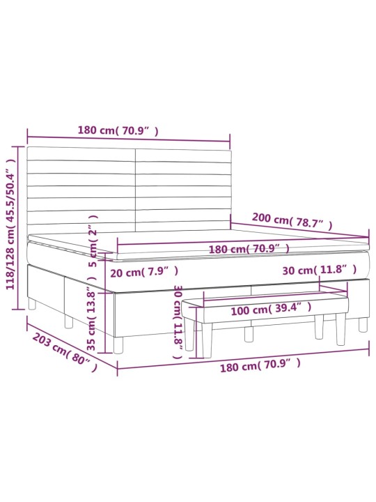 Box spring postel s matrací tmavě šedá 180x200 cm textil