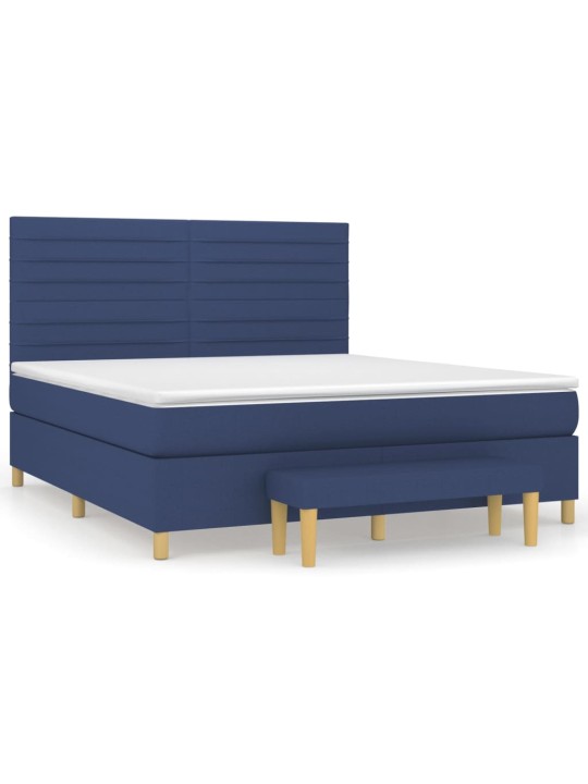 Box spring postel s matrací modrá 180x200 cm textil