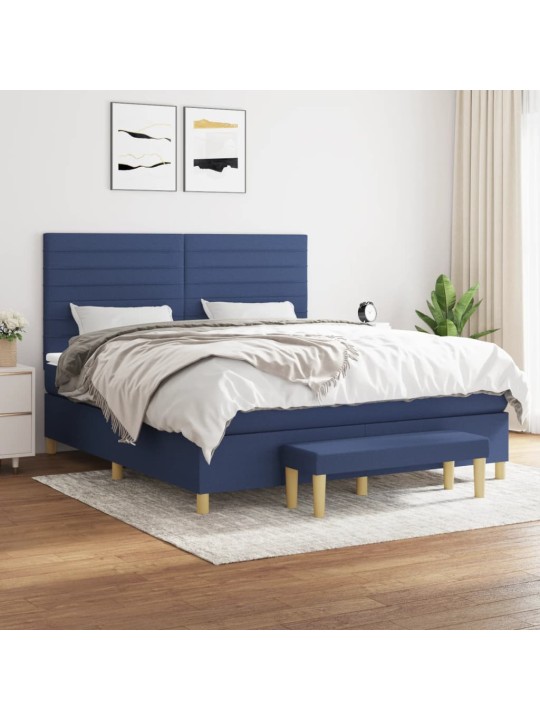 Box spring postel s matrací modrá 180x200 cm textil