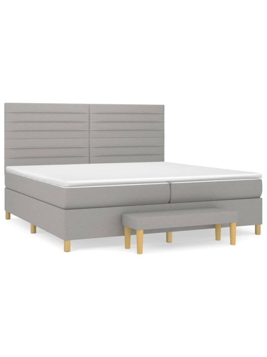 Box spring postel s matrací světle šedá 200 x 200 cm textil