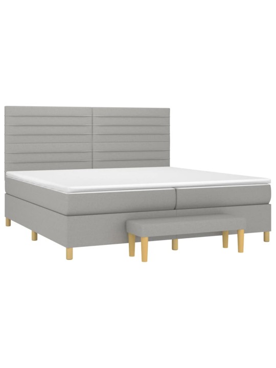 Box spring postel s matrací světle šedá 200 x 200 cm textil