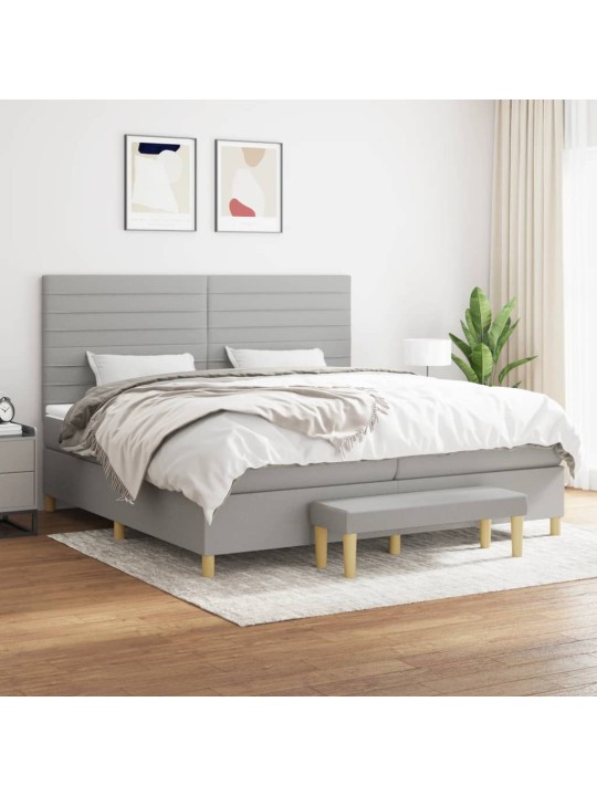 Box spring postel s matrací světle šedá 200 x 200 cm textil