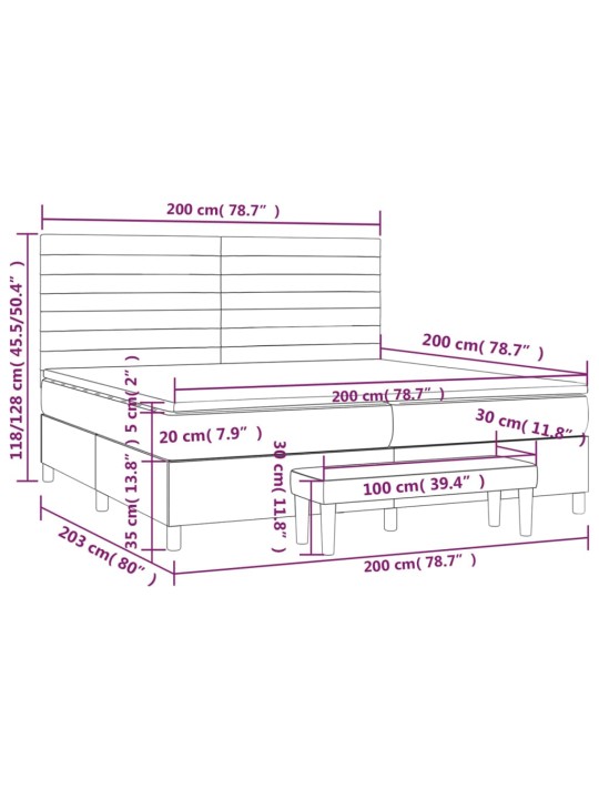 Box spring postel s matrací tmavě šedá 200x200 cm textil