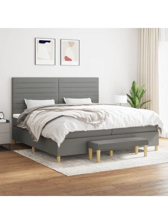 Box spring postel s matrací tmavě šedá 200x200 cm textil