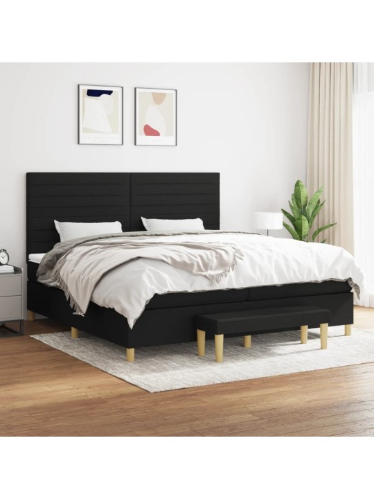 Box spring postel s matrací černá 200x200 cm textil