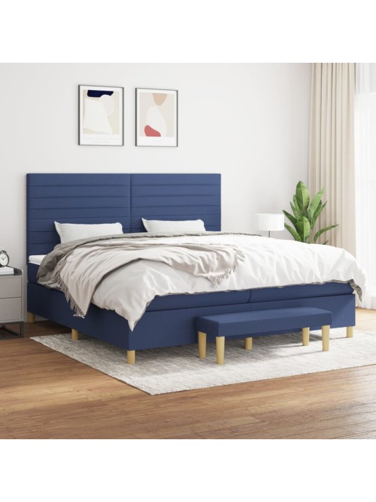 Box spring postel s matrací modrá 200x200 cm textil