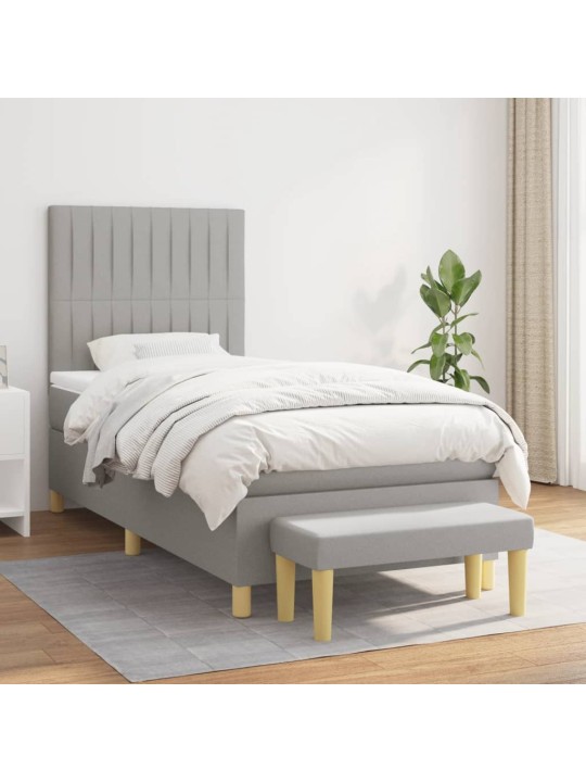 Box spring postel s matrací světle šedá 80 x 200 cm textil