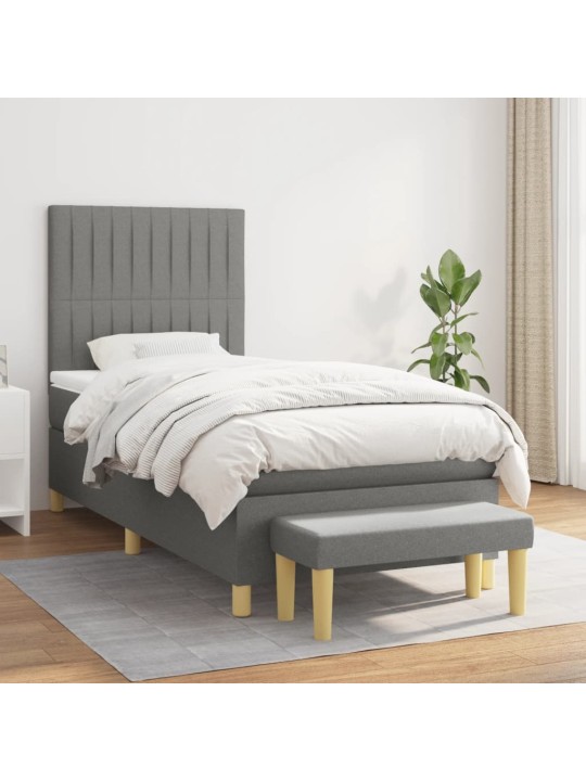 Box spring postel s matrací tmavě šedá 90x190 cm textil