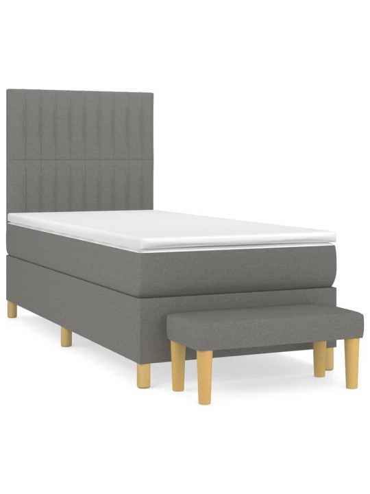 Box spring postel s matrací tmavě šedá 90x200 cm textil