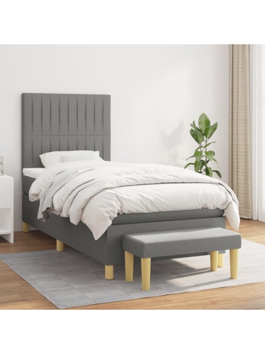 Box spring postel s matrací tmavě šedá 90x200 cm textil