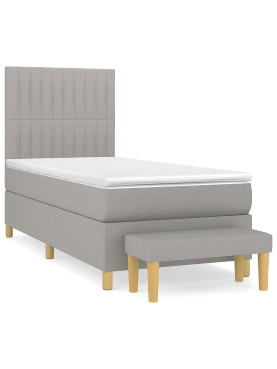 Box spring postel s matrací světle šedý 100 x 200 cm textil