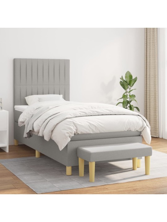 Box spring postel s matrací světle šedý 100 x 200 cm textil