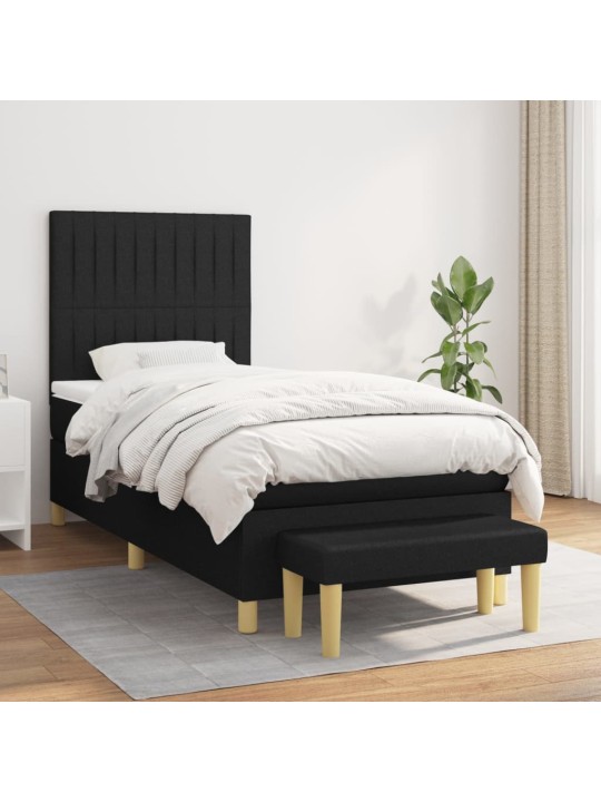Box spring postel s matrací černá 100 x 200 cm textil