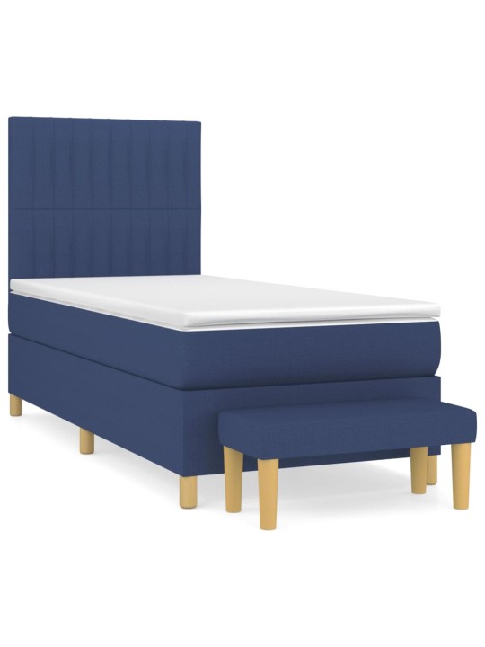Box spring postel s matrací modrá 100 x 200 cm textil