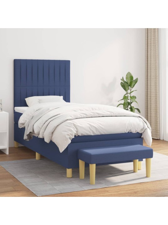 Box spring postel s matrací modrá 100 x 200 cm textil