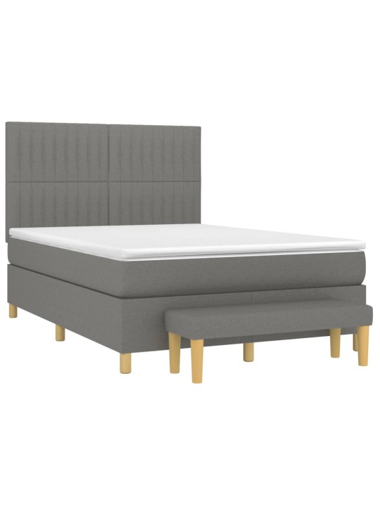 Box spring postel s matrací tmavě šedý 140 x 190 cm textil
