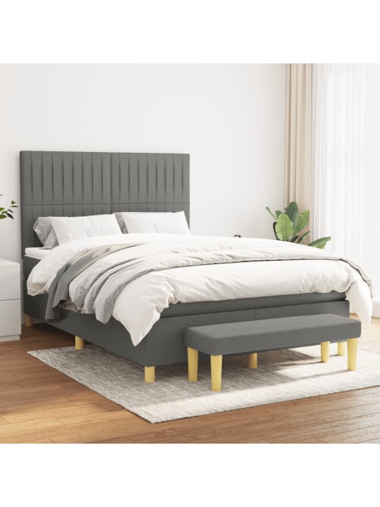 Box spring postel s matrací tmavě šedý 140 x 190 cm textil