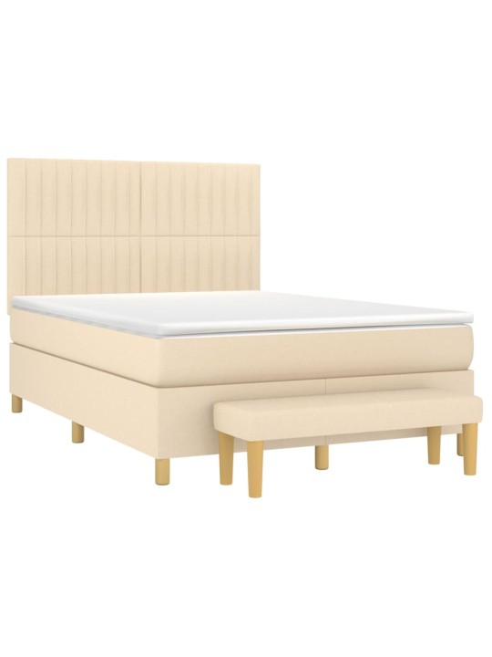 Box spring postel s matrací krémová 140x190 cm textil