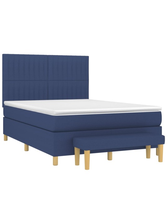 Box spring postel s matrací modrá 140x190 cm textil
