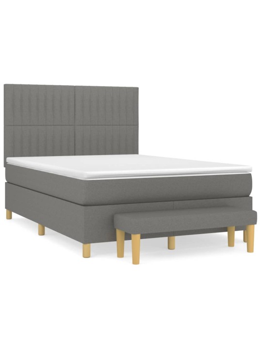 Box spring postel s matrací tmavě šedá 140x200 cm textil