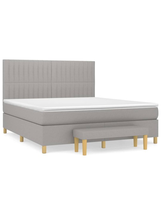 Box spring postel s matrací světle šedá 160 x 200 cm textil