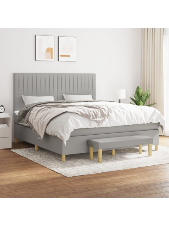 Box spring postel s matrací světle šedá 160 x 200 cm textil