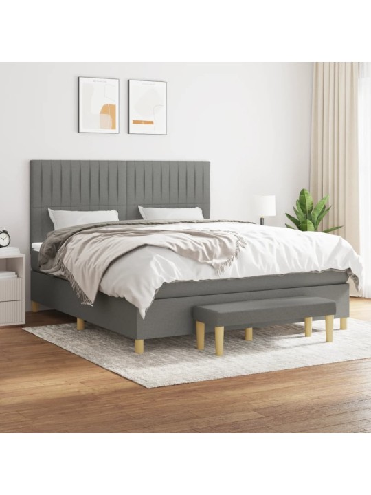Box spring postel s matrací tmavě šedá 160x200 cm textil