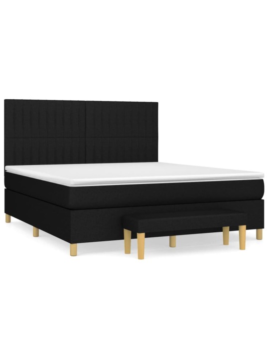 Box spring postel s matrací černá 160x200 cm textil