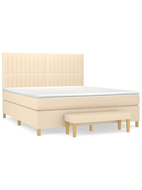 Box spring postel s matrací krémová 160x200 cm textil