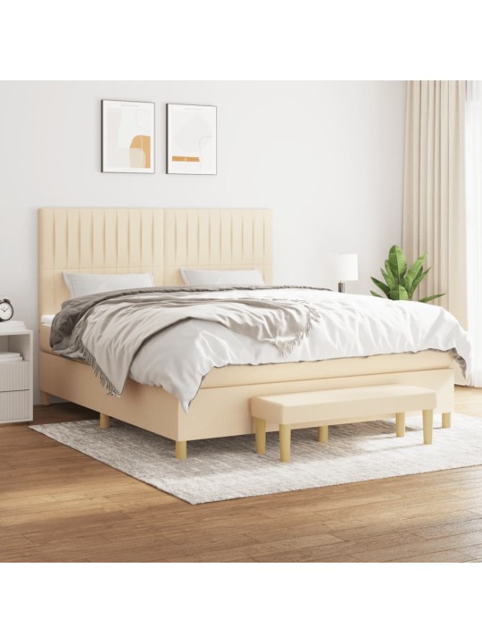 Box spring postel s matrací krémová 160x200 cm textil