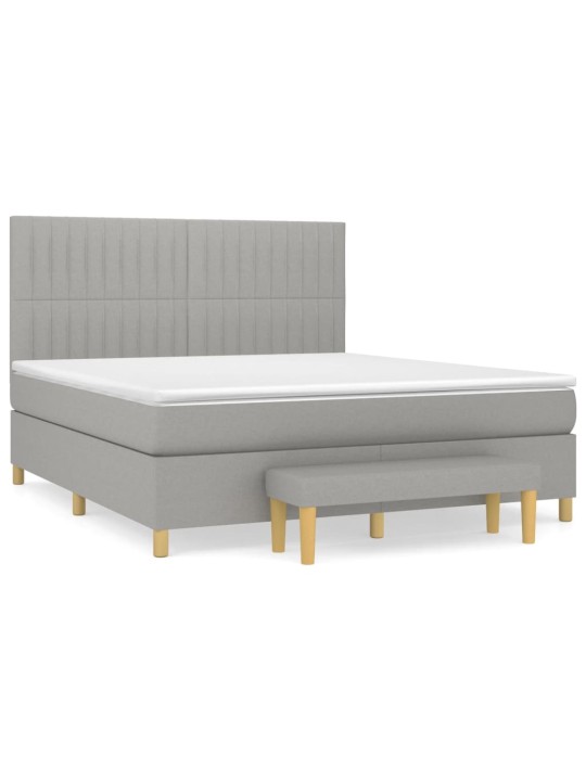 Box spring postel s matrací světle šedá 180 x 200 cm textil