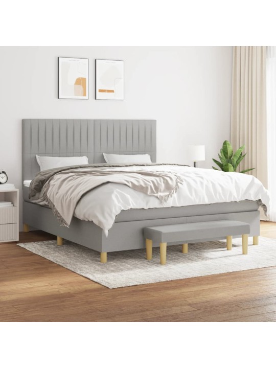 Box spring postel s matrací světle šedá 180 x 200 cm textil