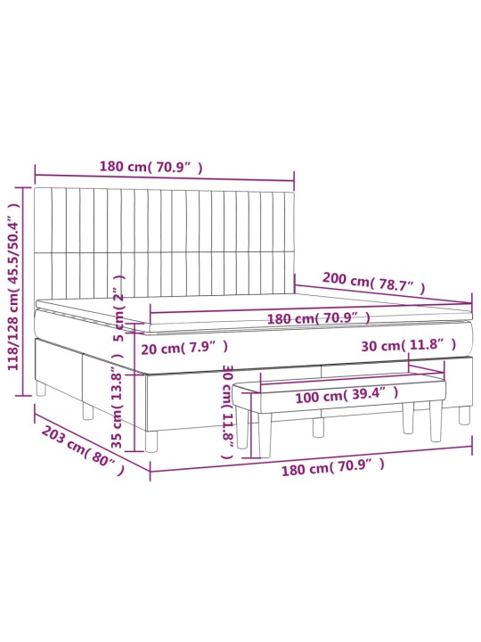 Box spring postel s matrací tmavě šedá 180x200 cm textil