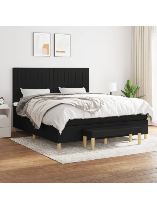Box spring postel s matrací černá 180x200 cm textil