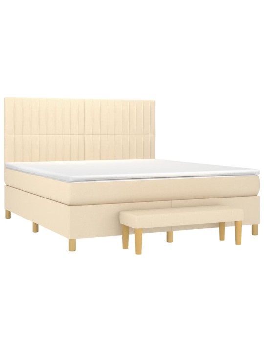 Box spring postel s matrací krémová 180x200 cm textil
