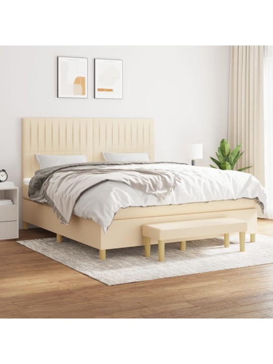 Box spring postel s matrací krémová 180x200 cm textil