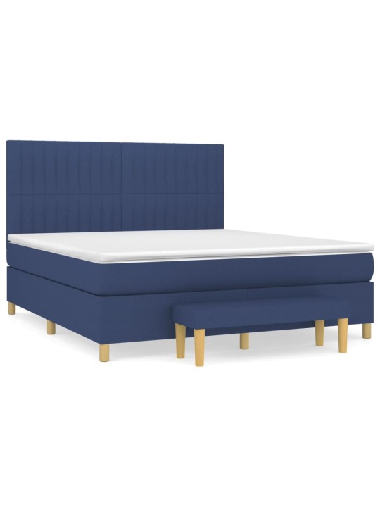 Box spring postel s matrací modrá 180x200 cm textil
