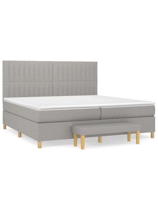 Box spring postel s matrací světle šedá 200 x 200 cm textil